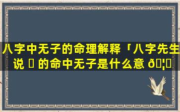 八字中无子的命理解释「八字先生说 ☘ 的命中无子是什么意 🦅 思」